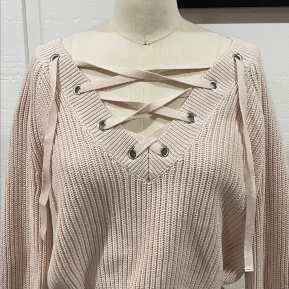 Super comfy thick knit cropped pink sweater
